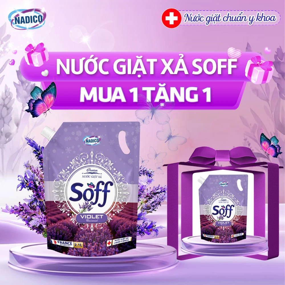 Combo 1 Nước giặt xả Soff Hương Violet