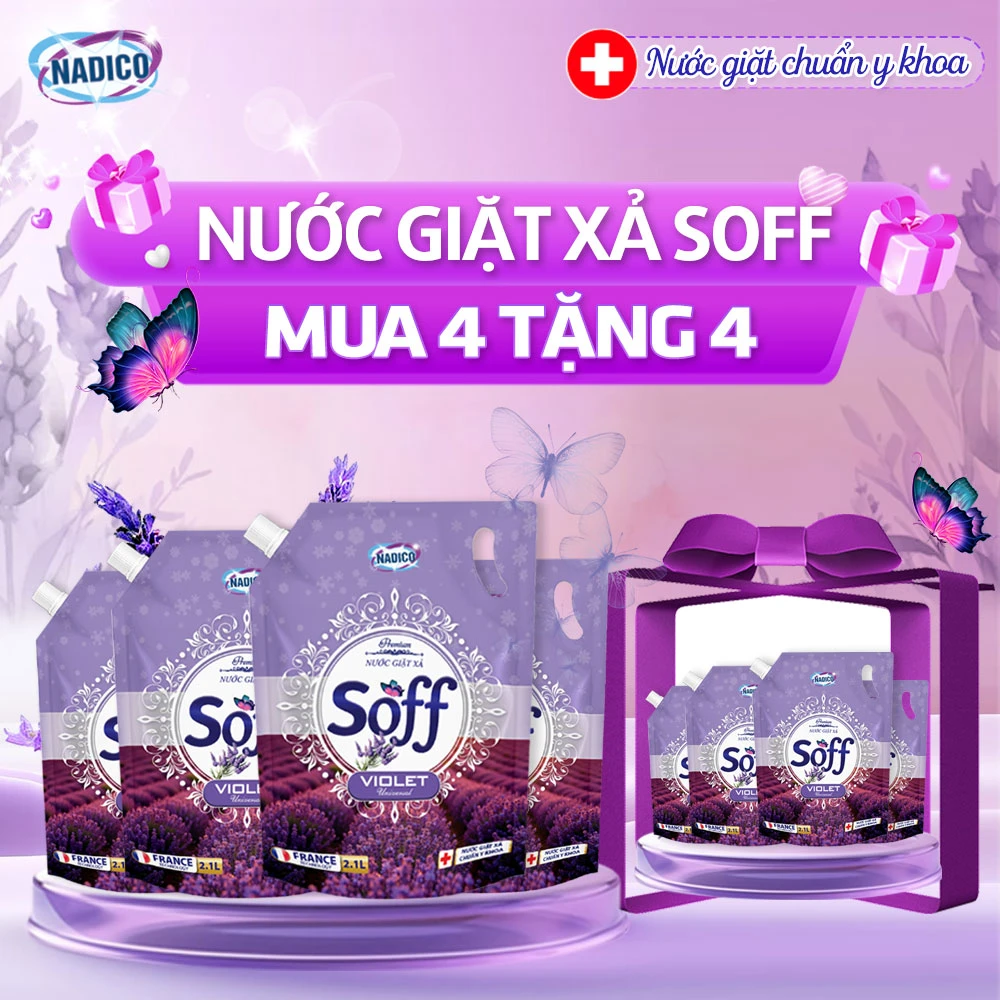 Combo 4 Nước giặt xả Soff Hương Violet
