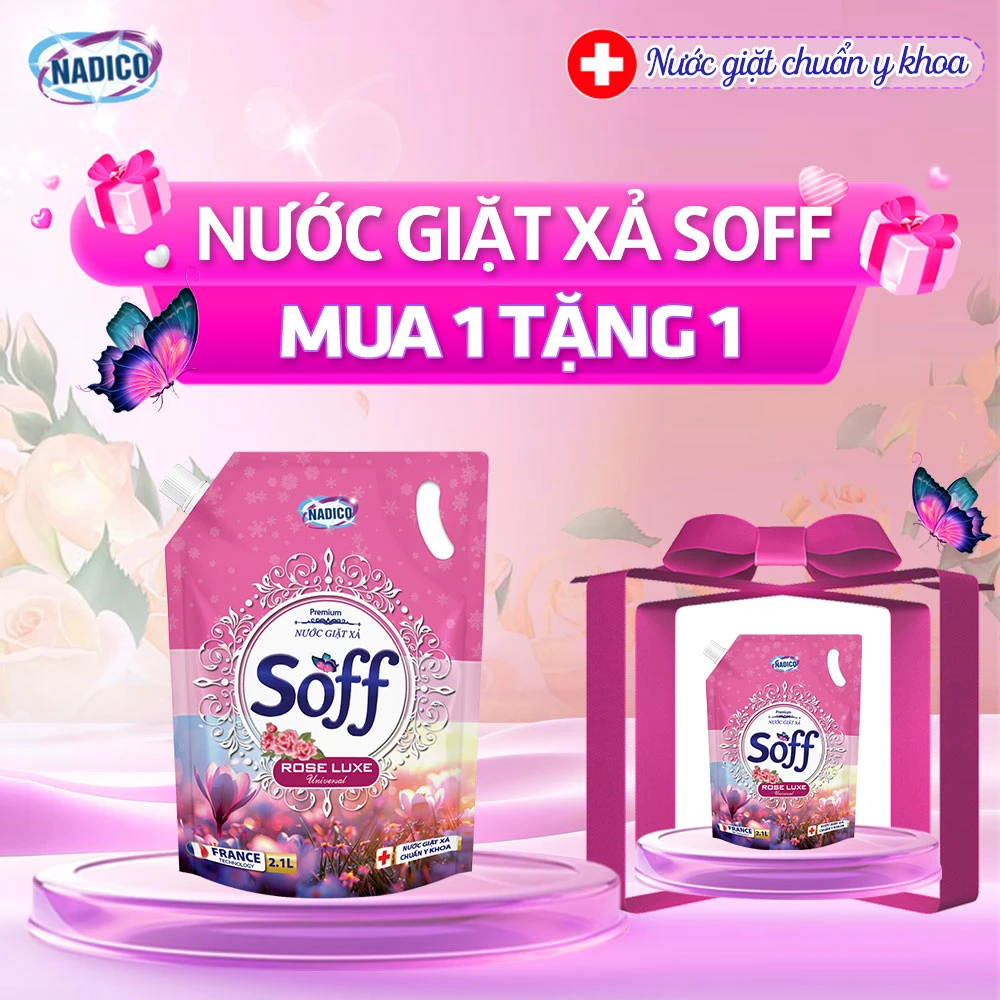 Combo 1 Nước giặt xả Soff Hương Rose Luxe