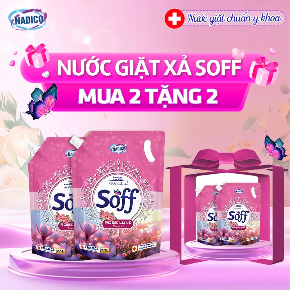 Combo 2 Nước giặt xả Soff Hương Rose Luxe