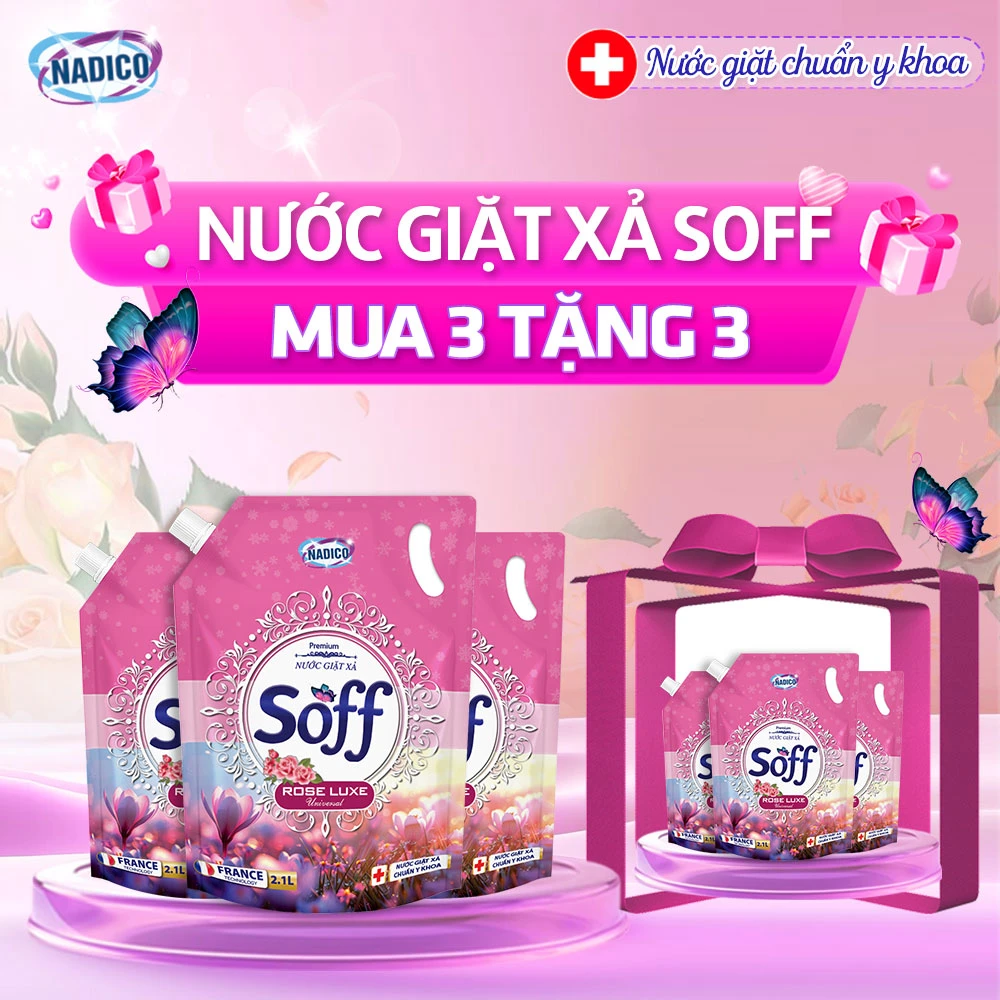 Combo 3 Nước giặt xả Soff Hương Rose Luxe